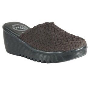 Heal USA Brown Angel Round-Toe Slip-On Wedge Mules - Size 9